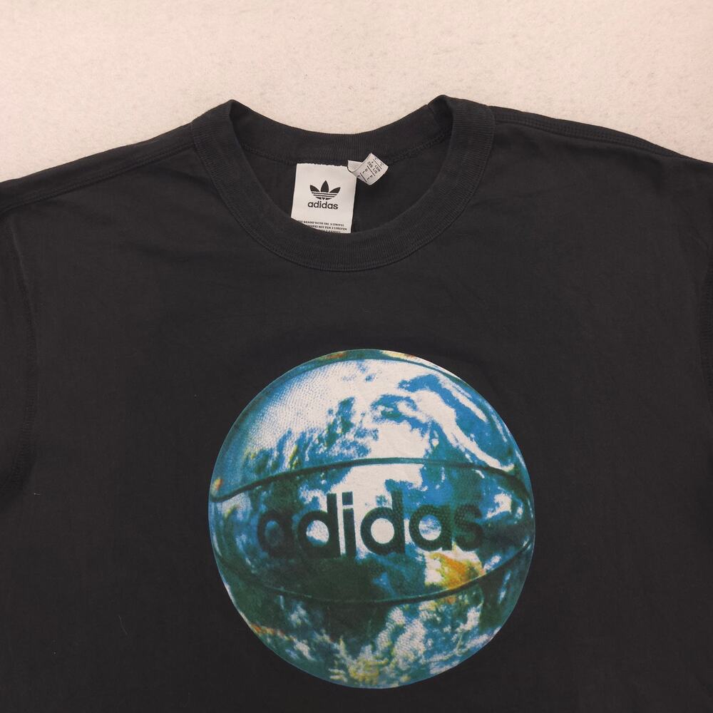 Adidas Crew Neck Short Sleeve Graphic T Shirt Mens Size Large L Black 16386